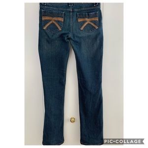 Seven7 30 jeans straight blue label brown embroide